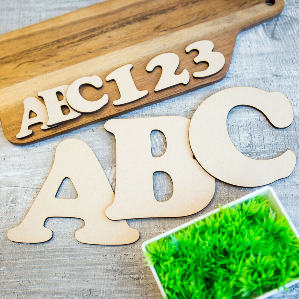 Raw Bare Kraft HandCut 1.5 Chipboard Letters Alphabet set 156 Pieces uppercase and lowercase Cooper Font 