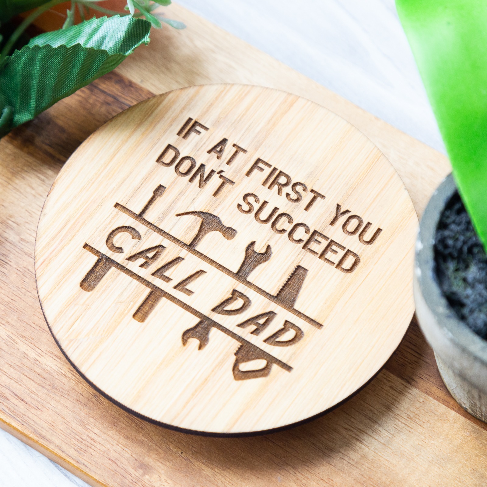 Wooden Coaster Call Dad Fathers Day Gift Fancy Crafts