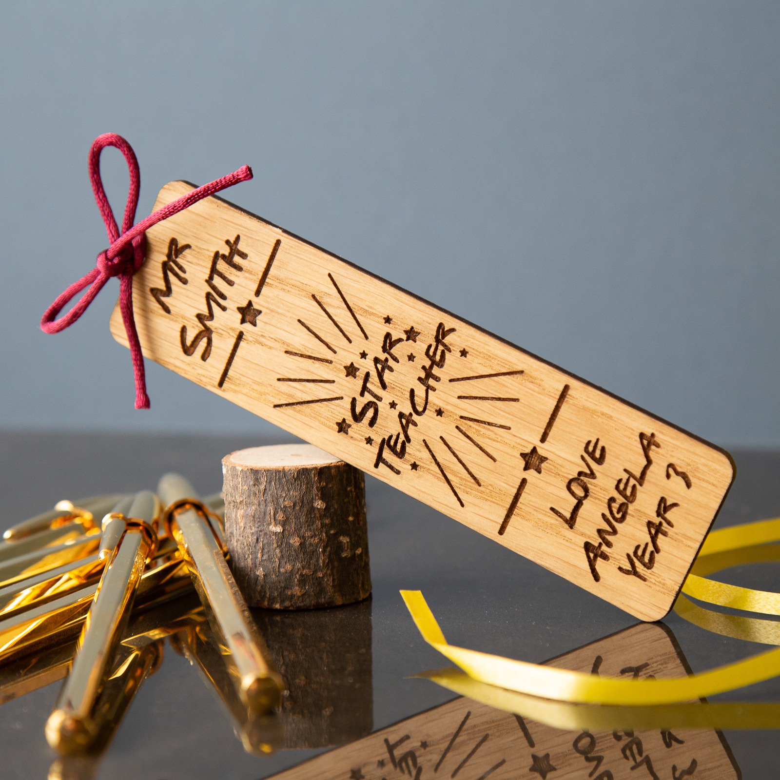 Engraved Wooden Teacher's Christmas Bookmark